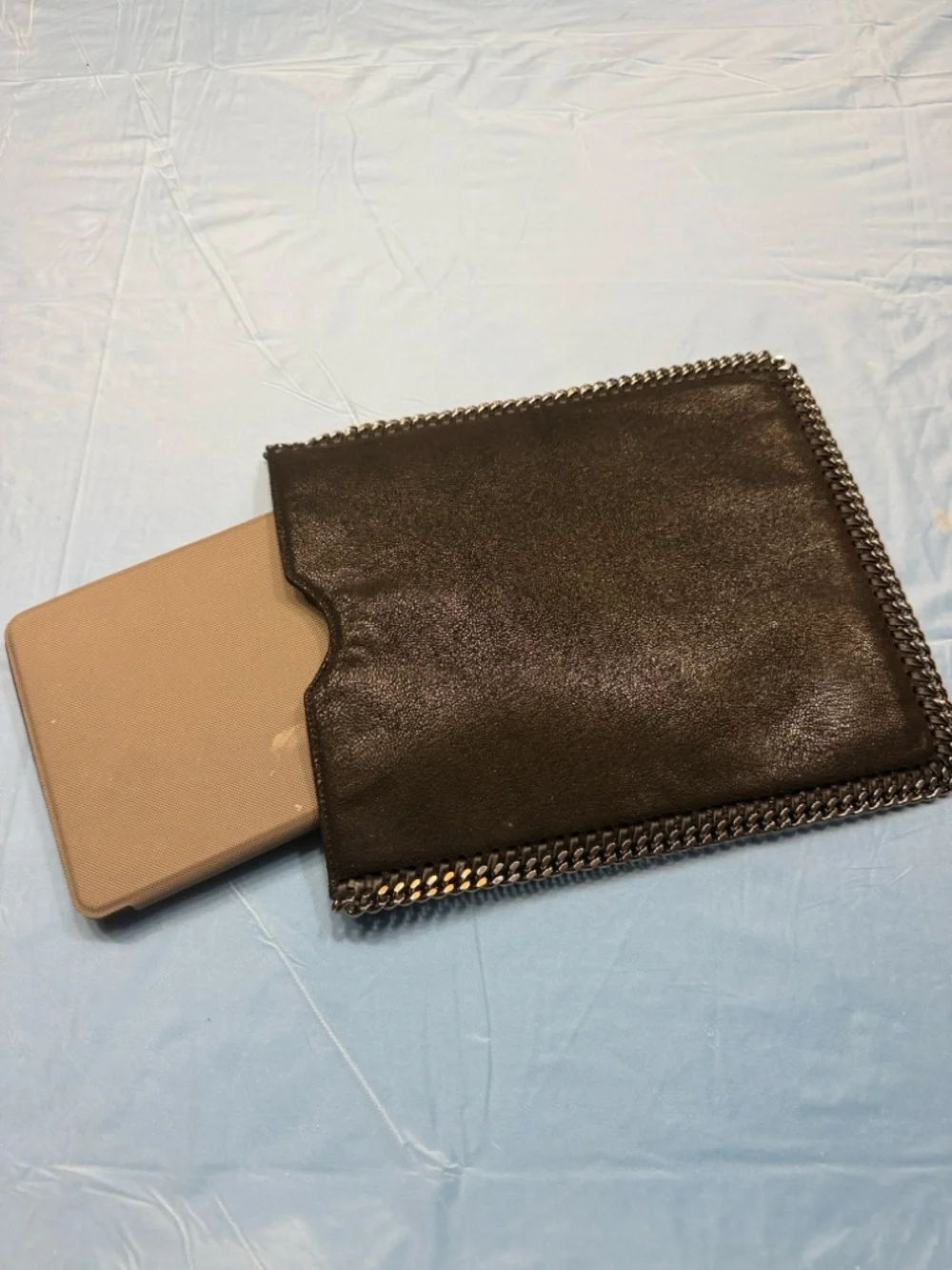 Stella McCartney Black Chain-Trim Tablet Sleeve. Comes with Stella Dust Bag
